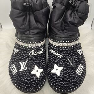 Boots Black Womens Shoes with Embellishments